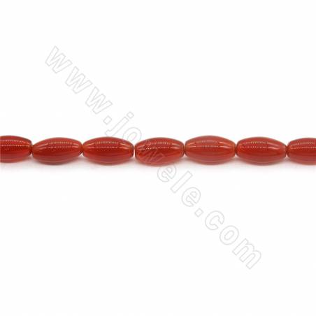 Perles d'Agate rouge en tonneau sur fil  Taille 8x16mm trou 1mm environ 25perels/fil