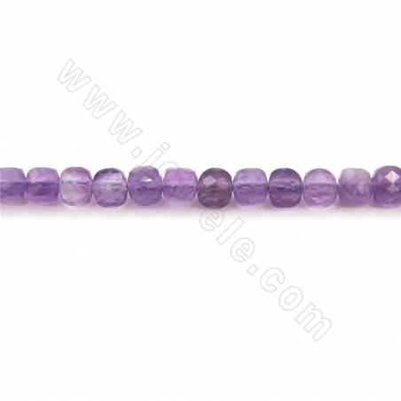 Natural Amethyst Beads Strand Faceted Square Size 4x4mm Hole 0.5mm Approx. 93Beads/Strand