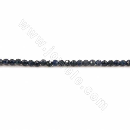Natural Sapphire Beads Strand Faceted Round Diameter 2mm Hole  0.3mm Length 39~40cm/Strand