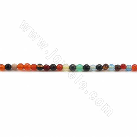 Perles d'Agate multicolore chauffé ronde sur fil Taille 2mm trou 0.3mm environ 184perles/fil