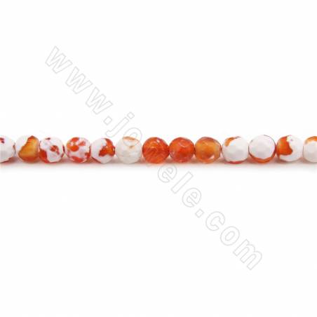 Perles d'Agate du feu chauffé ronde facette sur fil Taille 4mm trou 0.5mm environ 97perles/fil