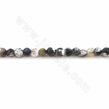 Heated Dragon Veins Agate Beads Strand Faceted Round Diameter 4mm Hole 0.5mm Approx. 97Beads/Strand 39-40cm