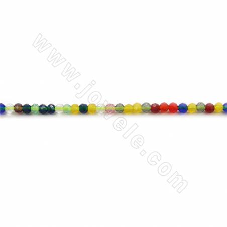Многоцветные стеклянные бусины пряди граненые круглые диаметр 2 мм отверстие 0,3 мм около 160 бусин/прядь