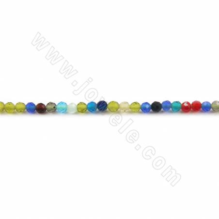 Многоцветные стеклянные бусины пряди граненые круглые диаметр 2 мм отверстие 0,3 мм около 160 бусин/прядь