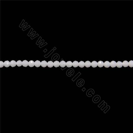 Perles d'Agate blanche ronde facette sur fil Taille 2mm trou 0.3mm environ 185perles/fil
