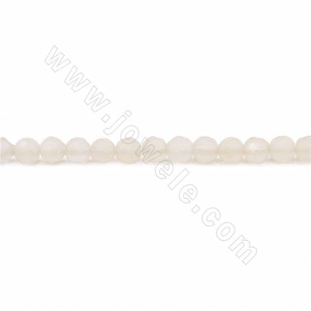 Fili di perline di agata bianca naturale Diametro rotondo sfaccettato 4 mm Foro 0,5 mm Circa 97 perline/filare