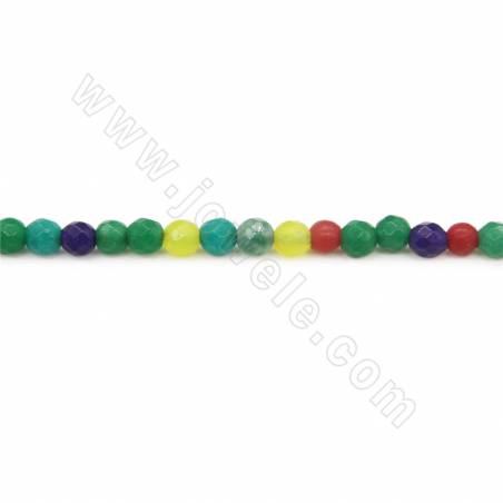Heated Mixed Assorted Stone Beads Strand Faceted Round Diameter 4mm Hole 0.5mm 約 97Beads/Strand