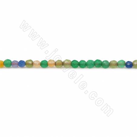 Beheizter Mix Farbe Achat Perlen Strang facettiert rund Durchmesser 3 mm Loch 0,3 mm Ca. 135Perlen/Strang