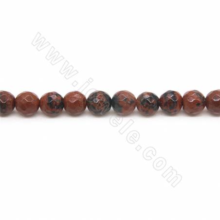 Natural Mahogany Obsidian Beads Strand Faceted Round Diameter 6mm Hole 0.8mm Length 39~40cm/Strand