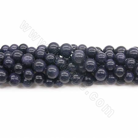 Synthesis Blauer Sandstein Perlen Strang Rund Durchmesser 10mm Loch 1,2mm Ca.38Perlen/Strang