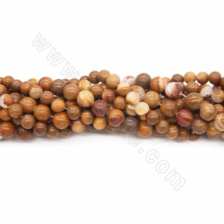 Natural Wood Lace Stone Beads Strand Round Diameter 8-10mm Hole1mm Length 39~40cm/Strand