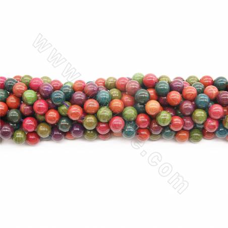 Perles de Suligite teinté ronde sur fil Taille 8mm trou 1mm environ 48perels/fil