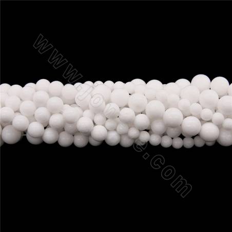Weißer Marmor /HanBai Jade gefärbte Perlenkette Durchmesser 6-10mm Loch 0.8-1mm Länge 39~40cm/Strang
