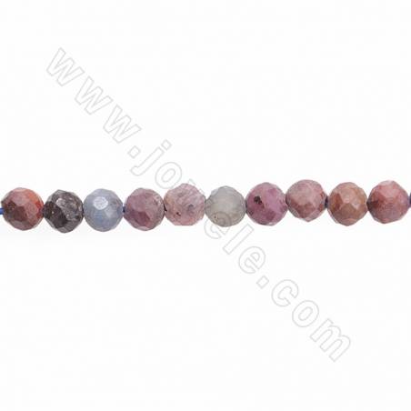 Perles de Rubis &Saphir ronde facette sur fil Taille 4mm trou 1mm environ 110perles/fil