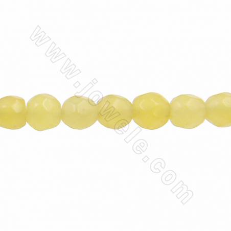 Fili di perline di giada naturale al limone Diametro rotondo sfaccettato 3 mm Foro 0,8 mm Circa 120 perline/filare