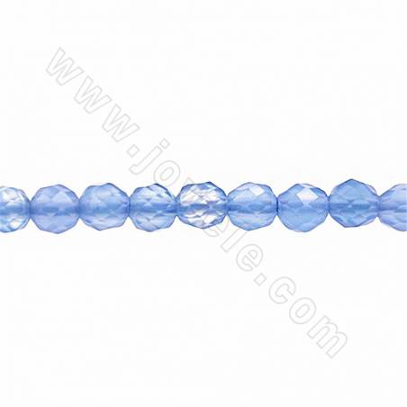 Natural Blue Agate Beads Strand Faceted Round Diameter 3mm Hole 0.8mm Approx. 120 Beads/Strand