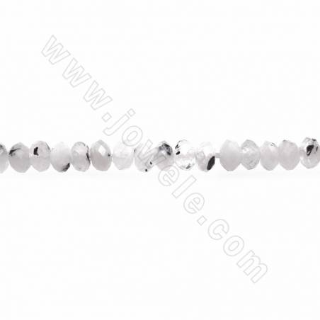 黑點月光石串珠 切角算盤珠 尺寸2x4毫米 孔徑1毫米 長度39-40厘米/條