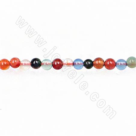 Perline di agata naturale di colore misto Diametro rotondo 2 mm Foro 0,5 mm Circa 160 perline / filo