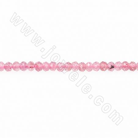 草莓晶串珠 切角圓形 尺寸3毫米 孔徑0.8毫米 長度39-40厘米/條