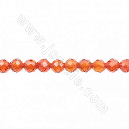 Perles de Grenat orange ronde facette sur fil Taille 3mm trou 0.8mm environ 140perles/fil