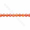 Бусины из натурального оранжевого граната прядь граненые круглые диаметр 3 мм отверстие 0,8 мм около 140 бусин/прядь