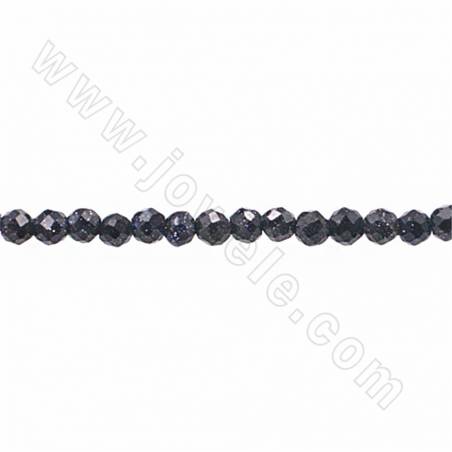 Synthesis Blue Goldstone Faceted Round Diameter3mm Hole0.8mm 39-40cm/Strand