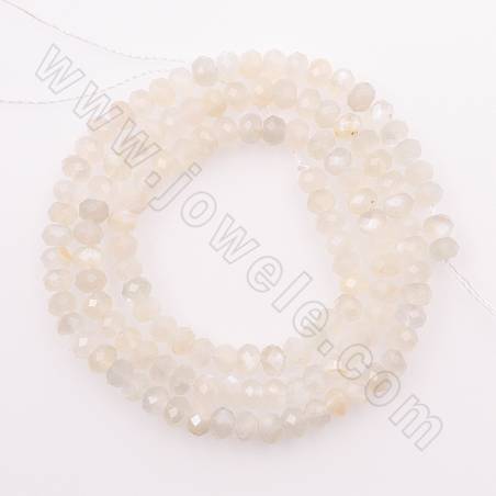 Natürlicher weißer Mondstein Perlen Strang facettierter Abakus Größe 3x4mm Loch 0,8mm Ca. 128Perlen/Strang