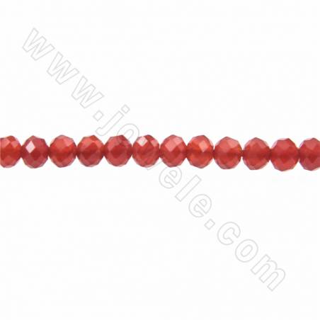 Natürlicher roter Achat Perlen Strang facettiert rund Durchmesser 4 mm Loch 0,8 mm Ca. 110Perlen/Strang