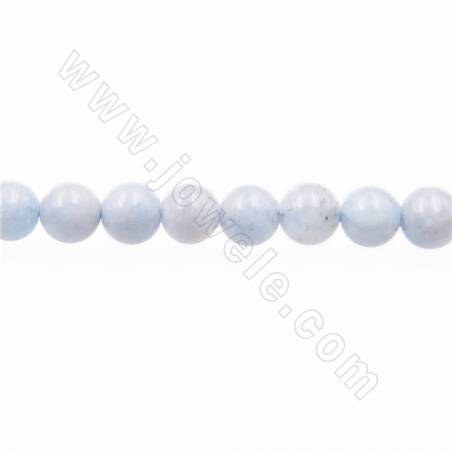 Perles d'Aigue-marine ronde sur fil Taille 4mm trou 0.8mm environ 110perles/fil