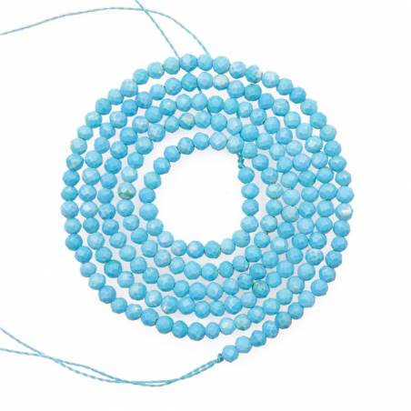Synthesis Turquoise Beads Faceted Round Diameter2mm Hole 0.5mm Approx. 160Beads/Strand