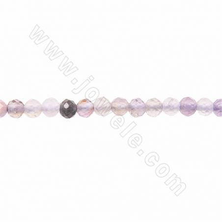 Perles d'Améthyste ronde plate facette sur fil Taille 2mm trou 0.5mm environ 160perles/fil