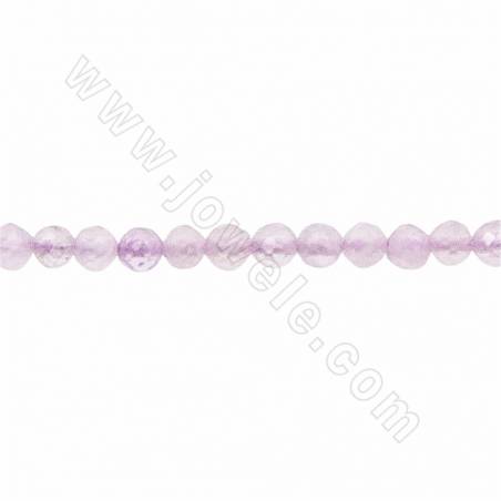 Perles de Jade violet ronde facette sur fil Taille 2mm trou 0.5mm environ 160perles/fil