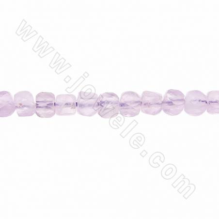 Perles d'Améthyste carré facette sur fil Taille 4x4mm trou 0.8mm environ 80perles/fil