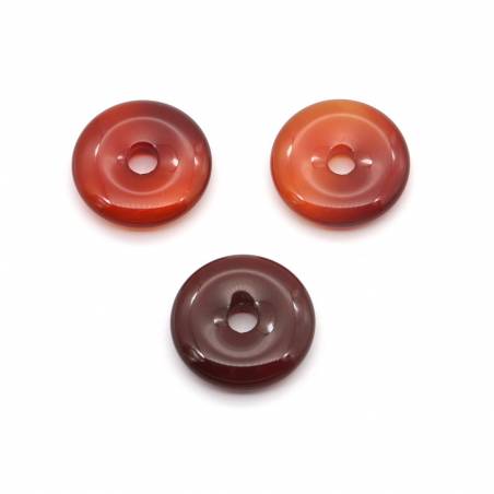 Donut-Anhänger aus natürlichem rotem Achat, Durchmesser 15 mm, Loch 5 mm × 1 Stück