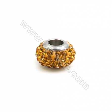 Rondelle 304 polymère in acier inoxydable argile strass perles européennes  Perles avec a grand trou  mix couleur  7x12Mm  Trou