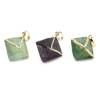 Electroplated Natural Fluorite Octahedron Pendants With Brass Setting Size 19x19x25mm x1Piece