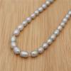 Fili di perle d'argento d'acqua dolce, ovali, dimensioni 5~6x6,5~7 mm, foro 0,8 mm, 15~16" x 1 filo