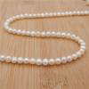 Perles de culture naturelles  perles d'eau douce ovale  blanche sur fil  5.5~6x6~6.5mm  trou 0.5mm x1 fil 15~16"
