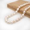 Natürliche weiße ovale Perlenkette Durchmesser des Loch 0.8mm  8~9x10~11mm x 1 Strang 15~16"