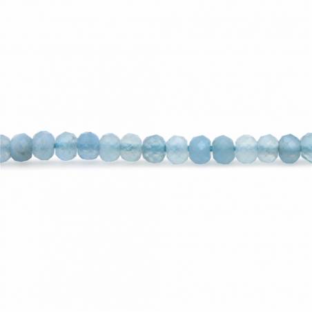 海藍寶串珠 切角算盤珠 尺寸3x4毫米 孔徑0.8毫米 長度39-40厘米/條