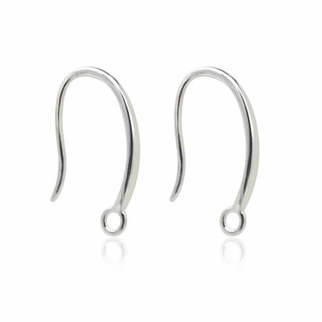 925 Sterling Silver Platinum Plated Earrings Hook Ear Wire Size 9x15mm Hole 3mm  Pin 0.8mm 10pcs/Pack
