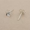 925 Sterling Silver Earring Stud For Half Drilled Beads Size 5.5x13mm Pin 0.75mm Tray 5.5mm 10pcs/Pack