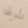 925 Sterling Silver CZ Stud Earring Settings For Half Drilled Beads 8x19mm Pin 0.7mm Tray 4mm Platinum Plated 2pcs/Pack