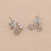 925 Sterling Silver  CZ  Stud Earring Settings For Half Drilled Bead10x14mm Pin 0.7mm Tray 5mm Platinum Plated 2pcs/Pack