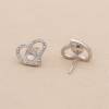 Coeur Clou d'oreille pour perles semi-percée en argent 925 rhodié avec Zirconium-E2662 11x14mm x 1paire