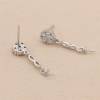 925 Sterling Silver CZ Stud Earring Setting 6mm Pin 0.5mm Tray 3mm For Half Drilled Beads Platinum Plated 2pcs/Pack