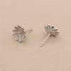 925 Sterling Silver With Zirconia Platinum Plated Flower Stud Earring Setting Size11mm Pin 0.6mm For Half Drilled Beads x2pcs