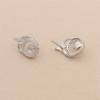 925 Sterling Silver CZ  Stud Earring Setting For Half Drilled Beads 10x16mm Pin 0.6mm Tray 4mm Platinum Plated 2pcs/Pack