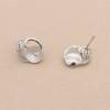925 Sterling Silver CZ Stud Earring Setting For Half Drilled Beads 11x12mm Pin 0.7mm Tray 7mm Platinum Plated 2pcs/Pack