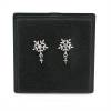 925 Sterling Silver With CZ Stud Earring Setting For Half-Drilled Beads Leaf Size 19x11mm Pin 0.6mm Tray 3.3mm 6pcs/pack